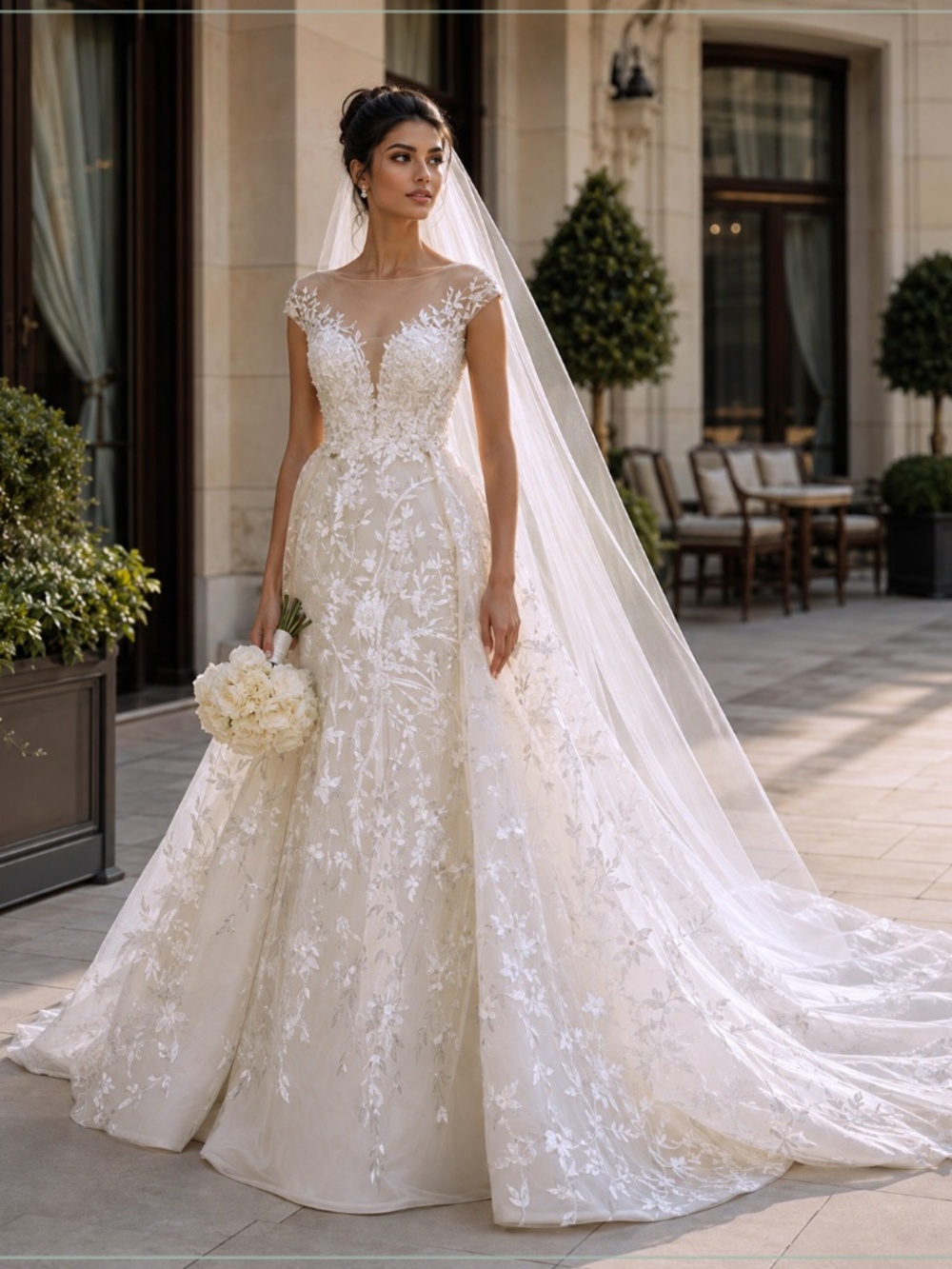 $15900 Saiid Kobeisy Crystal Embellished & Embroidered Mesh Illusion Runway Gown